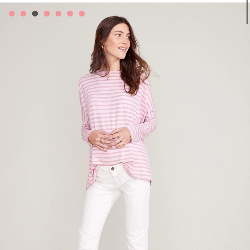 Hatch LongSleeve Tee Blush/Mauve Stripe size 0